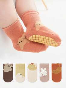 5 Pairs Cartoon Baby Socks, Anti-Slip Soft Bottom Floor Socks For Toddlers, Suitable For Daily Wear