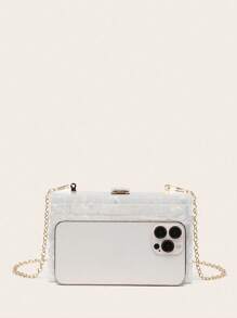 Women's Acrylic Patchwork Mini Clutch - White - View 7