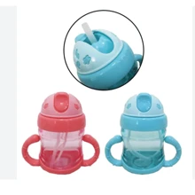 Water Bottle Drinking Cup With Lid And Straw + Plastic Handle 200ML - Baby Blue - View 4