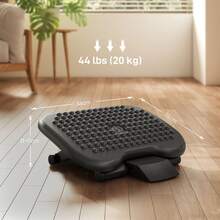 HOMCOM Footrest Adjustable Height & Angle Tilting Platform Home Office Foot Rest Black - Black - View 3