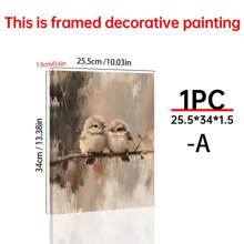 1 bức tranh vải canvas phong cách cổ điển hình chú chim non màu nước trên cành cây có khung gỗ - tông màu trung tính, nền có họa tiết, tranh treo tường sẵn sàng để trang trí phòng khách và phòng ngủ, quà tặng lý tưởng, đồ trang trí chim - 1 cái - Xem 14