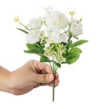 1 pieza/Set de 3 piezas Rosas de té artificiales, flores de hortensias de seda falsa, ramos de plantas falsas para decoración de primavera y otoño, boda, florero de hogar, comedor, dormitorio, día de la madre, fiesta de cumpleaños, decoración de jardín exterior