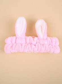 1pc Women's Plush Faux Rabbit Ear Elastic Headband, Cute Sweet Fashion Cartoon Hair Accessories, Daily Use Hairband For Washing Face, Masking