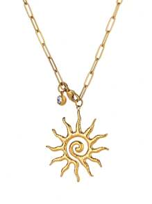 1 pieza Collar con colgante de sol de acero inoxidable para mujer, color dorado con cadena y dije de circonita, joyería estética como regalo