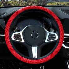 Three-Dimensional Mesh Breathable Sweat-Absorbing Comfortable Car Steering Wheel Cover Without Inner Ring For 38mm Auto Parts - Red - View 3