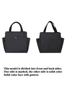 Teacher Print Insulation Lunch Bag, Fashion Travel Picnic Bag, Portable Thickened Aluminum Foil Handbag,Letter Printed Pattern Insulated Bag, Insulated Lunch Bag, School Cooler, Handbag, Lunch Box, Ice Bag, Picnic Food Handbag, Canvas Lightweight Portable Lunch Storage Bag, School Office Picnic Lunch Handbag, Carry To School And Work, Birthday Gift, Commemorative Gift - Black - View 6