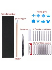 AliLeader 头发纹身剃须雕刻笔用于头发艺术设计和眉毛造型笔专业理发师发型设计配件头发艺术雕刻笔理发工具美发雕刻笔头发艺术设计纹身眉毛修剪器胡子剃须锋利刀片