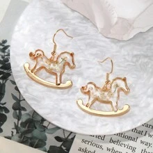 1 Pair Blue Series Preserved Dried Flower Alloy Handmade Resin Flower Drop Earrings