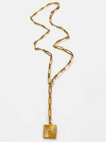 1pc New Minimalist Chic Stainless Steel Heart And Snake Pendant Necklace For Women