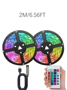 1 pieza Tira de luces LED RGB, alimentada por USB, color y brillo ajustables, múltiples modos, apta para TV, habitación, iluminación decorativa de escaleras, sala de juegos, dormitorio, decoración para fiestas en el hogar