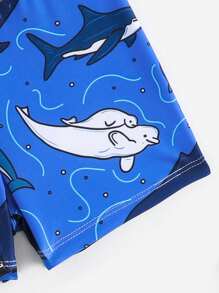 3 Packs Boys Cute Ocean Shark Pattern Beach Shorts, Dinosaur Print Swim Trunks, Suitable For Summer Beach, Vacation, Pool Outdoor Activities Swimwear - Multicolor - View 4