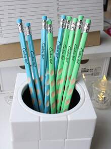 Set de 5 piezas/10 piezas Soporte personalizado de lápiz Texto personalizado Agujero de texto personalizado Lápiz de color caramelo Se pueden seleccionar múltiples colores Lápiz con goma Postura de sujeción de lápiz Regalos para amigos, temporada de vuelta al colegio, útiles escolares Personalizado