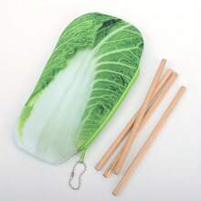 1 pieza Estuche de lápices de peluche creativo y divertido en forma de verdura, de gran capacidad para guardar lápices y bolígrafos