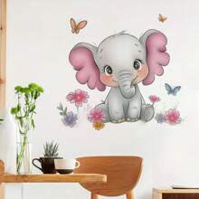 花卉老鼠墙贴 防水浴室厕所贴花 可爱大象自粘墙贴 卡通花蝴蝶儿童房幼儿园装饰贴
