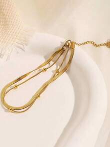 1件金属脚链双层腕套，女孩新款防水首饰礼品派对 - 均碼 - 查看 4