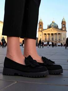 Royalfashionsuede Women's Moccasins With A Floverse Flower - Black - View 8