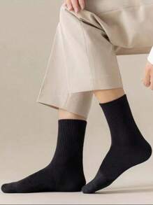 20 Pairs/15 Pairs/10 Pairs/5 Pairs/3 Pairs /1 Pair Men Crew Black Socks Tube Sports & Casual Socks, Fall - Black - View 5