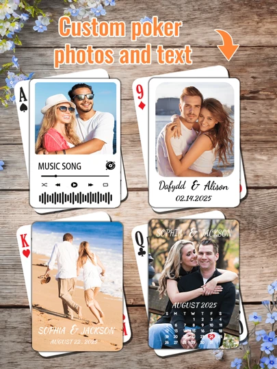Custom Playing Cards- 52 Card Deck-4Styles, Personalized With Your Photo Or Design/ Add Text Poker Cards,Perfect For Valentine's Day, Anniversaries, Birthdays - Ideal Gift For Loved Ones,Personalized Gifts