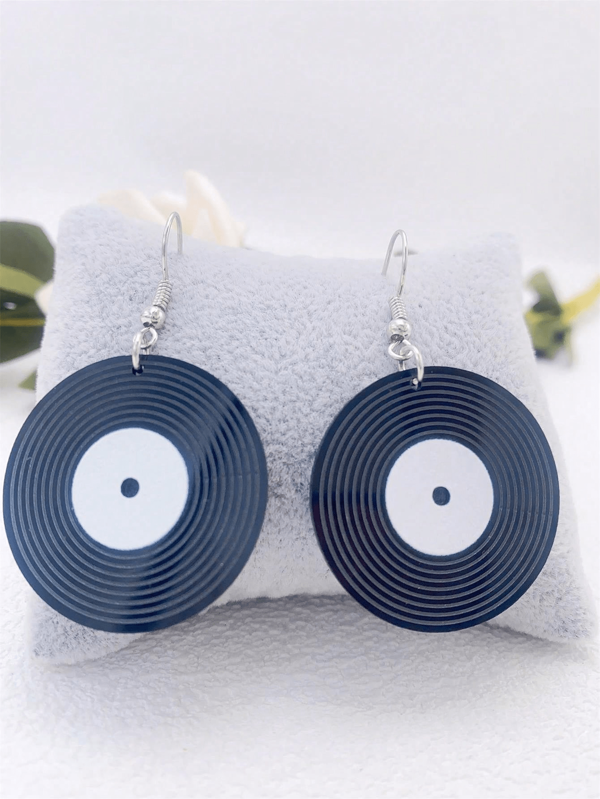 1 par de pendientes con colgante de disco de gramófono de acrílico, pendientes de acrílico estilo festival de música, regalo para fiesta de vacaciones, regalo para niñas