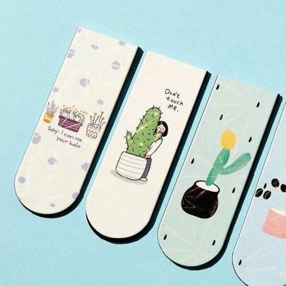 12 piezas de marcapáginas magnéticos, clips de página magnéticos lindos, útiles de oficina y lectora para estudiantes (plantas), útiles escolares, de vuelta a clases