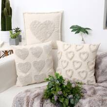 1Pc, Capa de Almofada de Coração Dia das Mães Capas de Almofadas Decorativas Bordadas Almofadas de Decoração Neutra para Casa, Capas de Almofadas Boho, Capas de Almofada de Coração para Sala de Estar 18 X 18 - Multicolorido - Ver 2