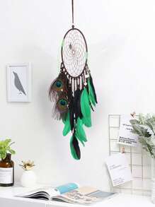 70cm Peacock Green Catcher's Spirit Ins Wind Dream Net Catcher Bamboo Circle Pure Handmade Dream Net Catcher Bedroom Wall Decoration Holiday Birthday Gift