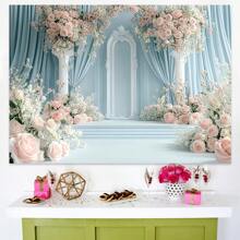 1 Piece Of Light Colored Floral Party Background Decoration, Brand New White Rose Multifunctional Polyester Background Decoration Hanging Cloth, 210 * 150/150 * 100/100 * 75cm, Very Suitable For Elegant Parties, Birthday Parties, Weddings, Home Decoration, Photography Background Decoration Products, No Power Supply Required