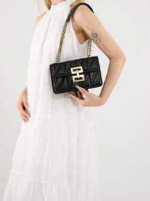 Women's Retro Floral Pattern Shoulder Bag With Chain Strap, New Flap Square Handbag, Classic Design (Gold Tone Hardware, Versatile Floral Fabric, Suitable For Elegant Ladies)