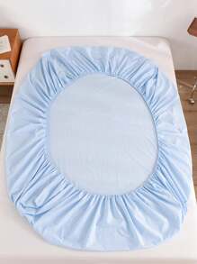 1 Set 3pcs Light Blue Soft Cotton Fitted Sheet Set, Suitable For Bedroom, Guest Room