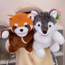 Juguete de peluche suave y lavable de 25 cm/9.84 pulgadas con forma de animales de la jungla, títere de mano para el juego de roles de niños con león, canguro, elefante, jirafa, cerdo, mono, con boca abierta como accesorios de actuación, muñeco de peluche que ofrece a los niños un gran títere de dedo
