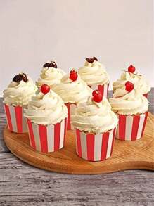 25个装条纹松饼杯烘焙纸杯一次性防油点心纸托小号松饼蛋糕纸杯机制杯