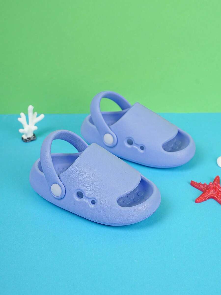 1 双可爱纯色婴儿透气柔软防滑 EVA 沙滩/花园凉鞋，适合幼儿女孩和男孩 - 霧霾藍 - 查看 1