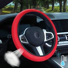 Three-Dimensional Mesh Breathable Sweat-Absorbing Comfortable Car Steering Wheel Cover Without Inner Ring For 38mm Auto Parts - Red - View 2