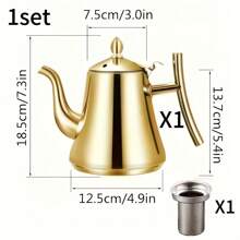 不锈钢茶壶带可拆卸泡茶器，金色茶壶带过滤器，咖啡壶带过滤器，礼品茶具带精美礼品盒，适合家庭、餐厅、户外，可在洗碗机中清洗 - 彩色 - 查看 14