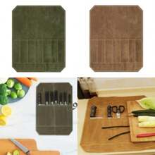 Canvas Knife Storage Bag, Chef's Knife Storage Bag, Picnic Knife Organizer - Brown - View 5