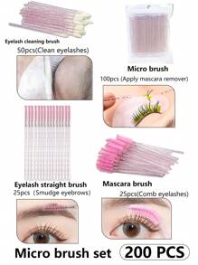 100 pièces/50 pièces Brosse micro jetable à manche en cristal pour extension de cils, tête de brosse micro rose et noire jetable. Brosse micro jetable pour visage et cosmétiques micro, convient pour les voyages et les retouches quotidiennes