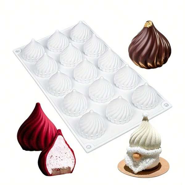 Conjunto de 15 em 1 de Molde de Chocolate Espiral de Silicone Platina - Molde de Doces em Forma de Coroa com Espiral 3D e Cebola para Fondant, Biscoitos, Decorações de Bolos (Kit de 15 Peças de Ferramentas de Cozimento) Molde Reutilizável Resistente a 500°F/260°C com Lábio de Liberação Fácil