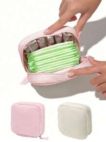 1pc Pink Sanitary Napkin Storage Bag, Portable Storage Bag, Large Capacity, Simple Style, Used To Store Sanitary Napkins, Panty Liners And Tampons, A Necessity For Girls, A Good Choice For Going Out.(L1 Stripe Series Makeup Bag Travel School Supplies Travel Essentials Make Up Bag Holiday Essentials Cosmetic Bag Makeup Bags Makeup Pouch Makeup Organizer Holiday Winter 2024 Make Up Organizer Makeup Storage