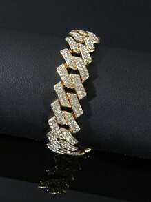 1pc Men's Fashionable European & American Style Tennis Chain Shiny Cubic Zirconia Bracelet, Suitable For Dating, Wedding, Daily Wear