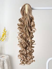 28 Inch Long Deep Wave Thermoplastic Synthetic Ponytail Hair Clip, Daily Use Heat Resistant Ponytail Hair Accessory For Women - Linen Gold - View 7