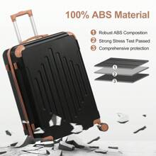 SUNROAD 3 Piece Travel Suitcase With Corner Protectors, 20/24/28 Inch, Durable Hard Shell, 360 Degree Spinner Wheels, Multifunctional, Large Capacity, Lightweight, Fashionable Multicolor - 3 in 1黑色撞棕色 - View 9