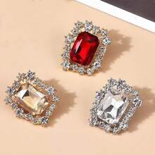 6 Peças Botões de Vidro de Cristal Retangulares, Botões de Strass de Alta Qualidade Adequados para Casacos de Lã, Cardigãs, Casacos de Pele, Decoração Feita à Mão de Liga Metálica