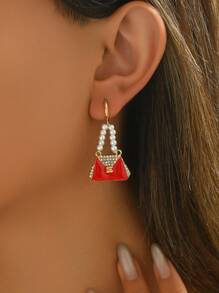 1 对法式可爱珍珠女士休闲耳环 - 彩色 - 查看 4