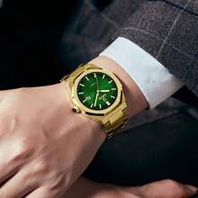 NARY 奢华时尚的男士金色手表，防水，石英机芯，夜光指针和日期显示。非常适合日常佩戴、节日场合、圣诞节礼物或节日礼物。