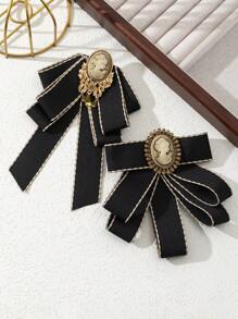 1 件优雅宫廷肖像丝带蝴蝶结面料超大女士胸针，奢华珠宝翻领别针适合约会、礼物和日常佩戴 - 經典 - 查看 7