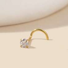 1/5 件时尚 316L 不锈钢方晶锆石嵌入式心形、星形、几何形、圆形、方形鼻钉、鼻环鼻夹、多功能身体穿孔珠宝配饰、礼物 - 金黃色 - 查看 6