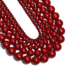 1 Pacote de Contas de Pedra Natural Premium Vermelho Cinábrio - Contas Soltas Vermelho Vivo de Alta Qualidade de 4-12mm para Fazer Joias, Pulseiras, Colares, Brincos - Suprimentos Artesanais para Presentes Masculinos e Femininos, Kit para Fazer Pulseiras - Vermillion - Visão 4