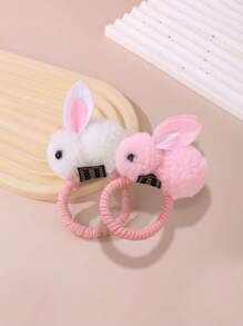1pc Rabbit Cartoon Hair Scrunchie, Kids Hair Accessories, Cute Hair Tie For Girls
