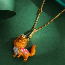 1 Peça Colar Pingente de Cachorro Poodle Coroado 3D Esmaltado Fofo e da Moda, Adequado para Uso Diário de Mulheres