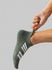 1/3/5/10 Pares de Meias Esportivas Masculinas, Design Listrado em Verde Água, Meias Tornozelo para Primavera/Verão, Meias Finas e Respiráveis para Corrida, Confortáveis para Fitness, Esportes, Atividades Diárias ao Ar Livre